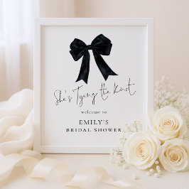 Tying The Knot Welcome Black Bow Bridal Shower Poster