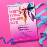 Tying Up Her 20s Retro 90s 30ste Verjaardagsfeest Kaart<br><div class="desc">Tying Up Her 20s Retro 90s 30th Birthday Party Invitation - Vier de mijlpaal van het draaien van 30 retro-stijl met deze leuke en kleurrijke 90's neon-stijl 30e verjaardagsuitnodiging. Met een retro 90s-ontwerp met felle neonkleuren zoals magenta hot pink, blauwgroen en oranje squiggle lijst en een glitter regenboog coquette boog....</div>