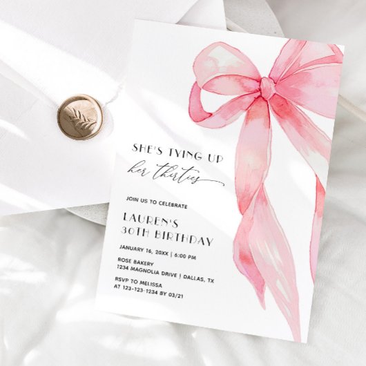 Tying Up Her Thirties Coquette Bow 40th Birthday Kaart