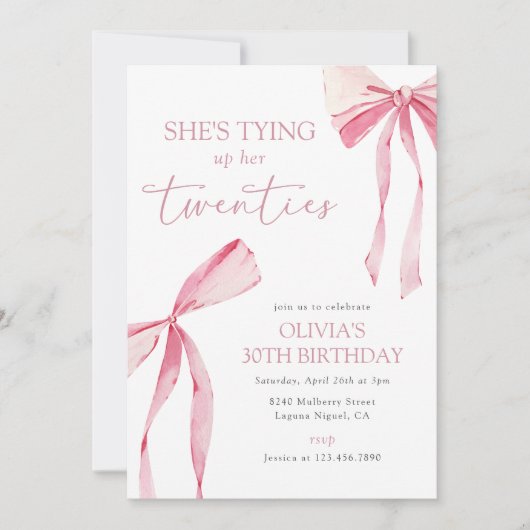 Tying Up Her Twenties Coquette Bow 30e verjaardag Kaart (Voorkant)