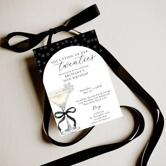 Tying Up Her Twenties Winter Themed 30th Birthday Kaart