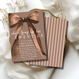 Tying Up My 20s Brown Coquette Bow 30th Birthday Kaart