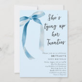 Tying Up My 20s Chic Blue Bow 30e verjaardagsfeest Kaart (Voorkant)