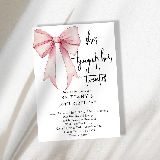 Tying Up My 20s Pink Coquette Bow 30ste verjaardag Kaart