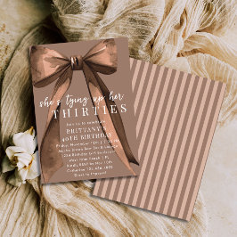 Tying Up My 30s Brown Coquette Bow 40th Birthday Kaart