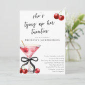 Tying Up My Twenties Cherry Martini 30e verjaardag Kaart (Staand voorkant)
