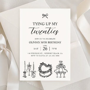 Tying Up My Twenties Coquette Bow 30e verjaardag Kaart