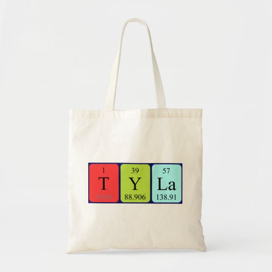 Tyla periodieke tabelnaam canvas tas (Voorkant)