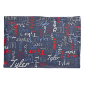 Tyler gepersonaliseerde naam rode blauwe grijs kussensloop (Achterkant)