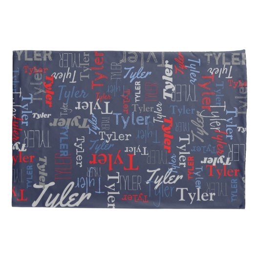 Tyler gepersonaliseerde naam rode blauwe grijs kussensloop (Achterkant)