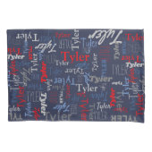 Tyler gepersonaliseerde naam rode blauwe grijs kussensloop (Voorkant)