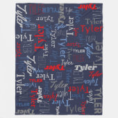Tyler gepersonaliseerde naam rode blauwe grijze de fleece deken (Voorkant)