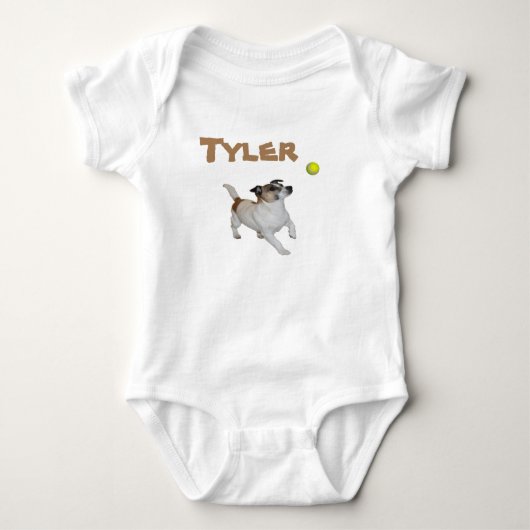 Tyler Naam Met Fox Terrier, Baby Body Romper (Voorkant)