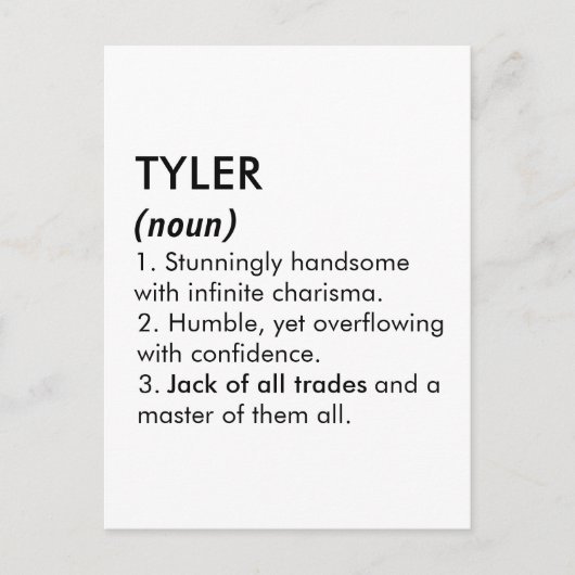 Tyler name, Editable name, Custom name Briefkaart (Voorkant)