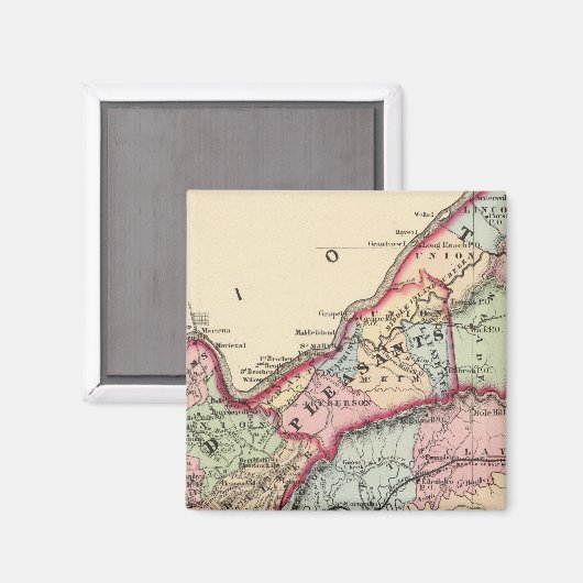 Tyler, Ritchie, Pleasants, Wood, Wirt counties Magneet (Voorkant / Achterkant)