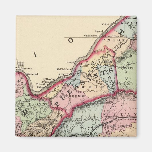 Tyler, Ritchie, Pleasants, Wood, Wirt counties Magneet (Voorkant)
