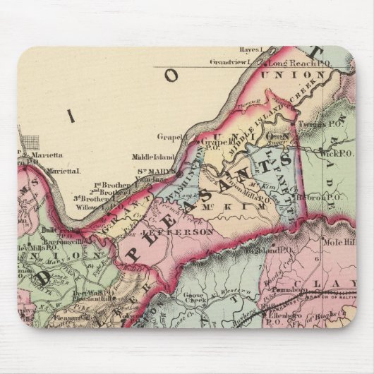 Tyler, Ritchie, Pleasants, Wood, Wirt counties Muismat (Voorkant)