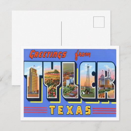 Tyler, Texas  Big Letters Briefkaart (Voorkant / Achterkant)