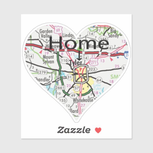 Tyler Texas Home Map Sticker (Vel)