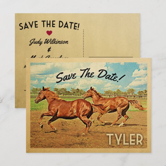 Tyler Texas Save the Date Horses Aankondigingskaart (Voorkant / Achterkant)