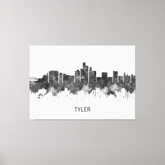Tyler Texas Skyline BW Canvas Afdruk (Voorkant)