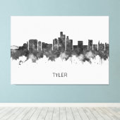Tyler Texas Skyline BW Canvas Afdruk (Insitu (Houten vloer))
