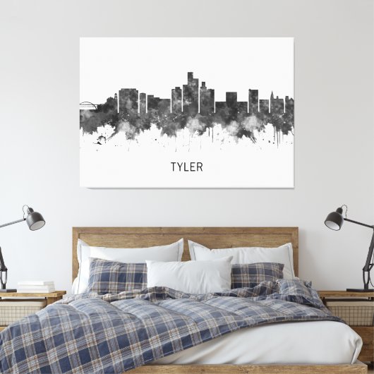 Tyler Texas Skyline BW Canvas Afdruk (Insitu (Slaapkamer))