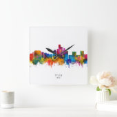 Tyler Texas Skyline Vierkante Klok (Huis)