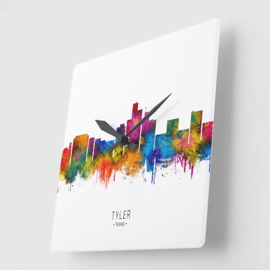 Tyler Texas Skyline Vierkante Klok (Hoek)