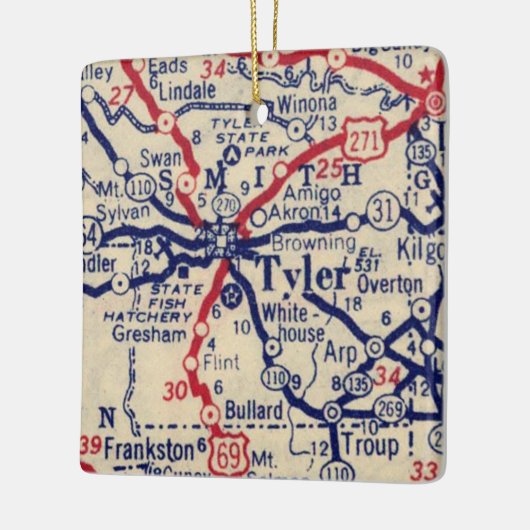 Tyler TX 1941 Map Keramisch Ornament (Links)