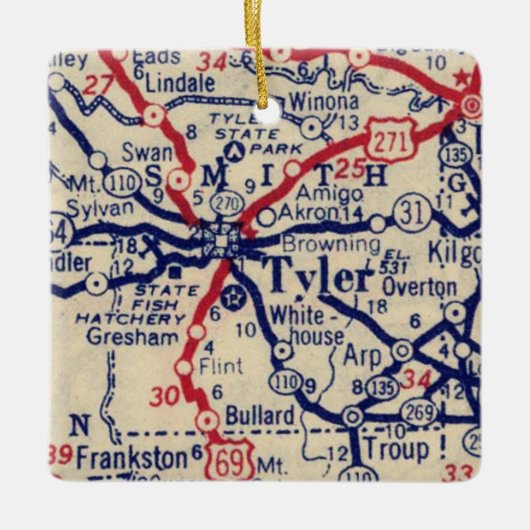 Tyler TX 1941 Map Keramisch Ornament (Voorkant)