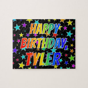 "TYLER" Voornaam, geun "HAPPY BIRTHDAY" Legpuzzel