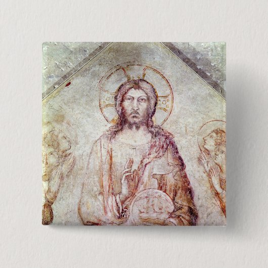 Tympanum voor de Savior Blessing, 1341 Vierkante Button 5,1 Cm (Voorkant)