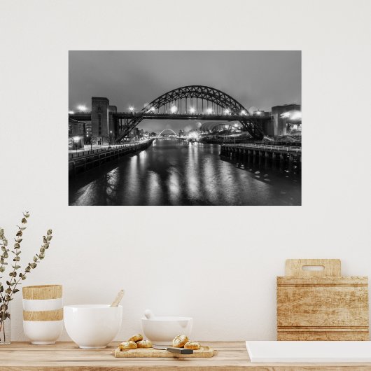 Tyne Bridge 's nachts Poster (Keuken)