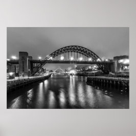 Tyne Bridge 's nachts Poster