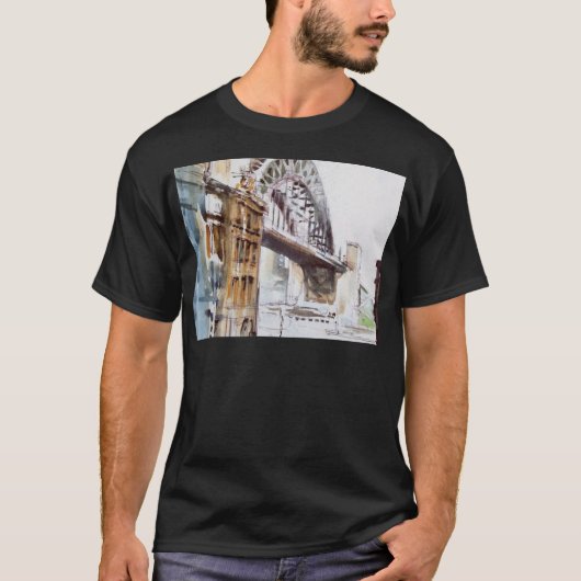 Tyne Bridge van Dean Street Black Tee Shirt (Voorkant)