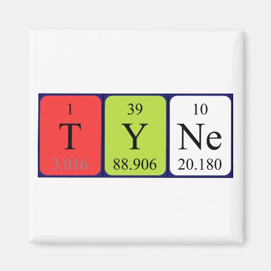 Tyne periodieke table name magnet (Voorkant)