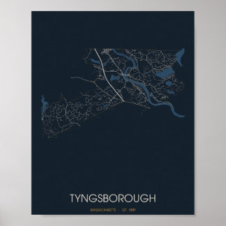 Tyngsborough Massachusetts Straatkaart Poster (Nab