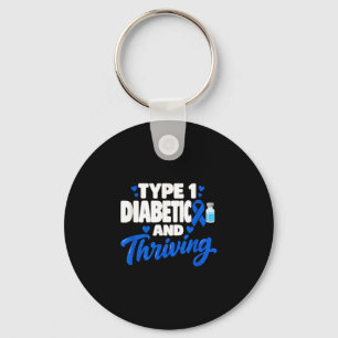 Type 1-diabeet en floreert type 1-diabetes t1d sleutelhanger