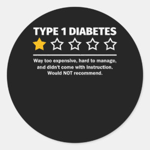 Type 1 diabetes aanbevolen T1D-bewustzijn Eén ster Ronde Sticker