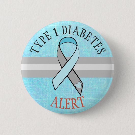 Type 1 Diabetes Alert Blauw Grijs Button (Voorkant)
