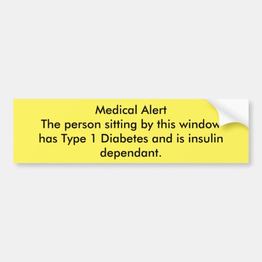 Type 1 diabetes Auto bumpersticker (Voorkant)