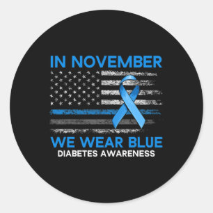 Type 1 Diabetes Awareness American American Flag B Ronde Sticker