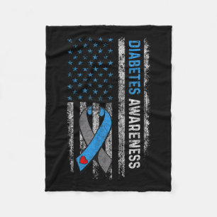Type 1 Diabetes Awareness Amerikaanse vlag Blauw R Fleece Deken