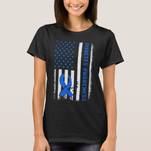 Type 1 Diabetes Awareness Amerikaanse vlag Blauw R T-shirt