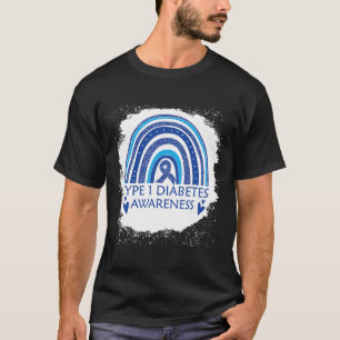 Type 1 Diabetes Awareness Bleaching Rainbow Blue R T-shirt