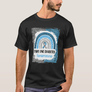 Type 1 Diabetes Awareness Bleaching Rainbow Leopar T-shirt
