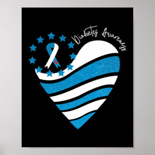 Type 1 Diabetes Awareness Heart Ribbon Poster