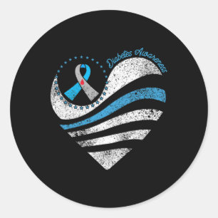 Type 1 Diabetes Awareness Heart Ribbon Ronde Sticker