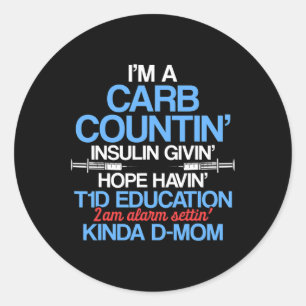 Type 1 Diabetes Awareness Mam T1d Warrior Survivor Ronde Sticker